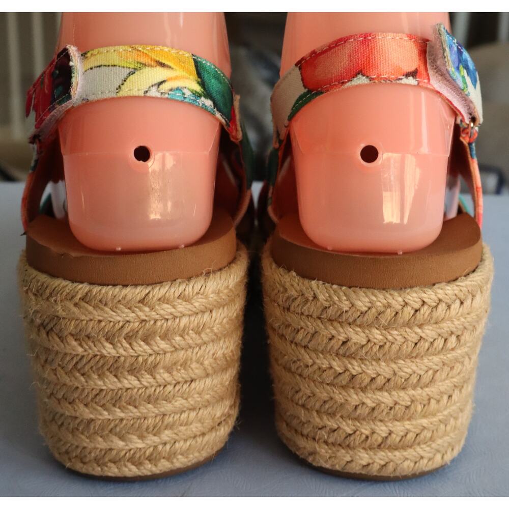 Corkys Carley Floral Espadrille Wedge Sandal Slingback Platform 7 Hook & Loop - Picture 6 of 8
